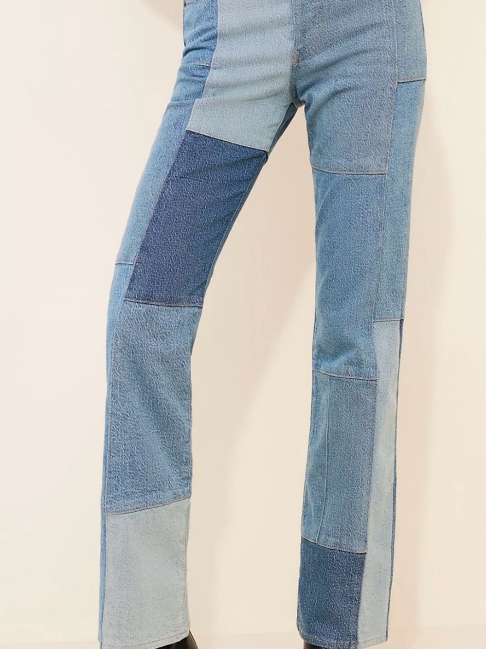 Levi's Women's Patchwork Boot-Cut Jeans in Mixed Blue Denim